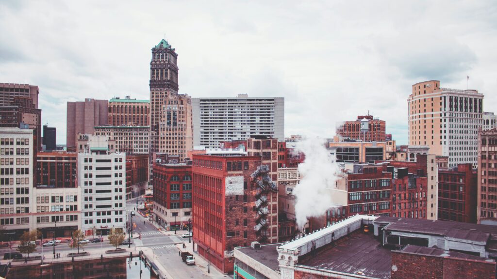 skyline of Detroit, MI