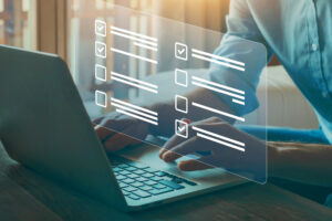 person completing an online form